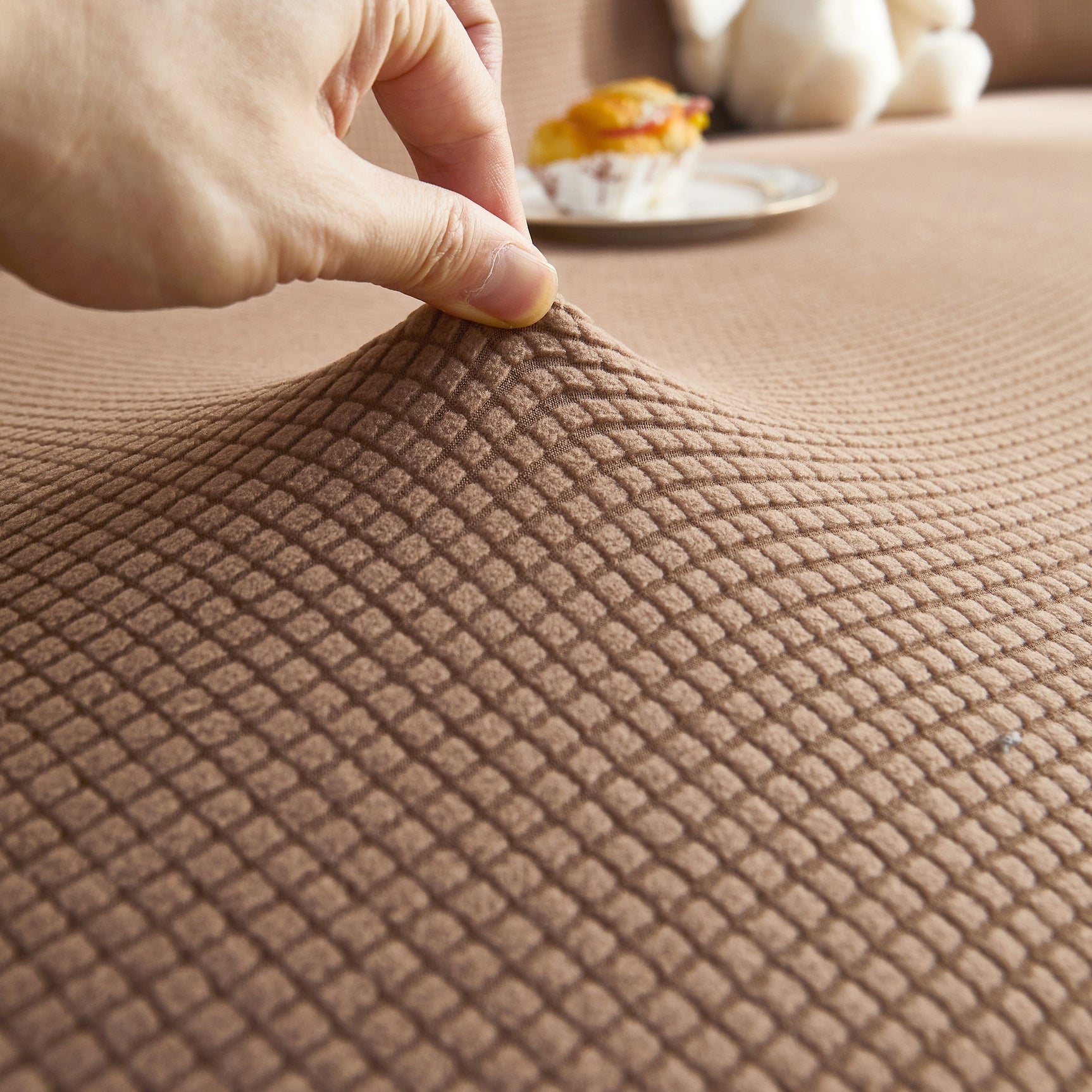 Grid Textured Stretch Sofa Cover, Soft Elastic Slipcover for Couch Protection - Ornate Home