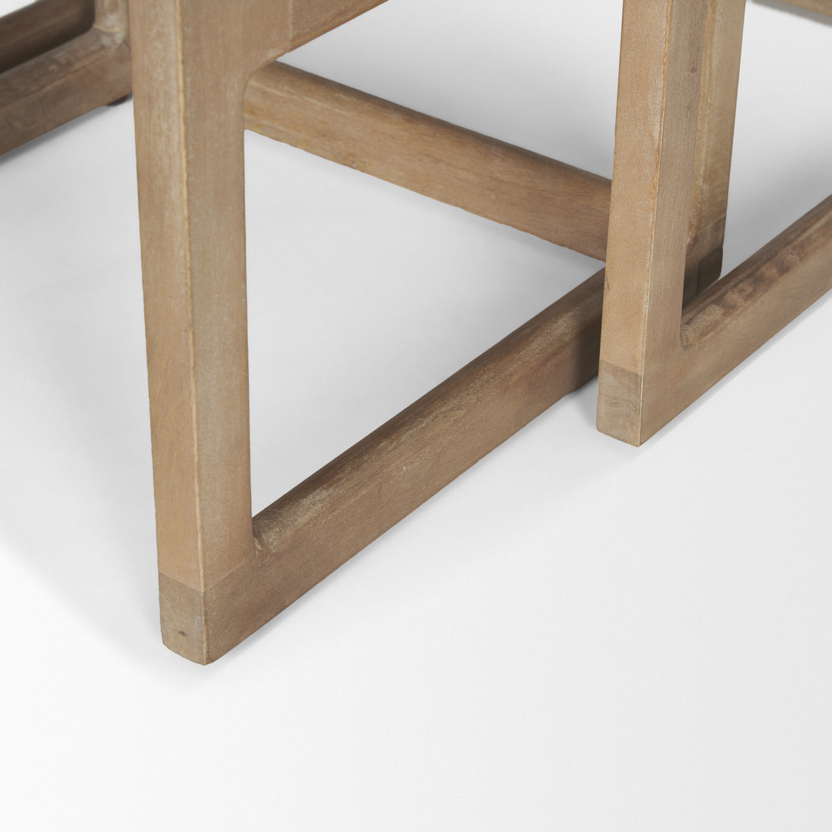Grier Light Brown Solid Wood with Cane Nesting Accent Tables (Set of 2) - Ornate Home
