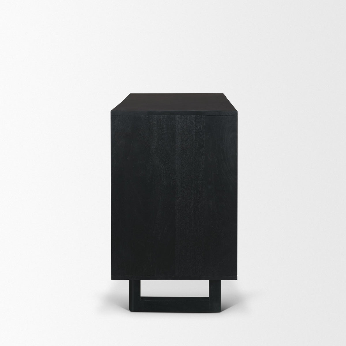 Grier Matte Black Wood Cane Accent Cabinet - Ornate Home