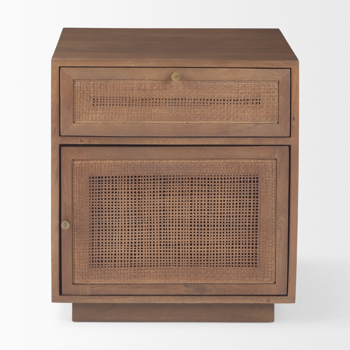 Grier Medium Brown Wood with Cane End Table - Ornate Home