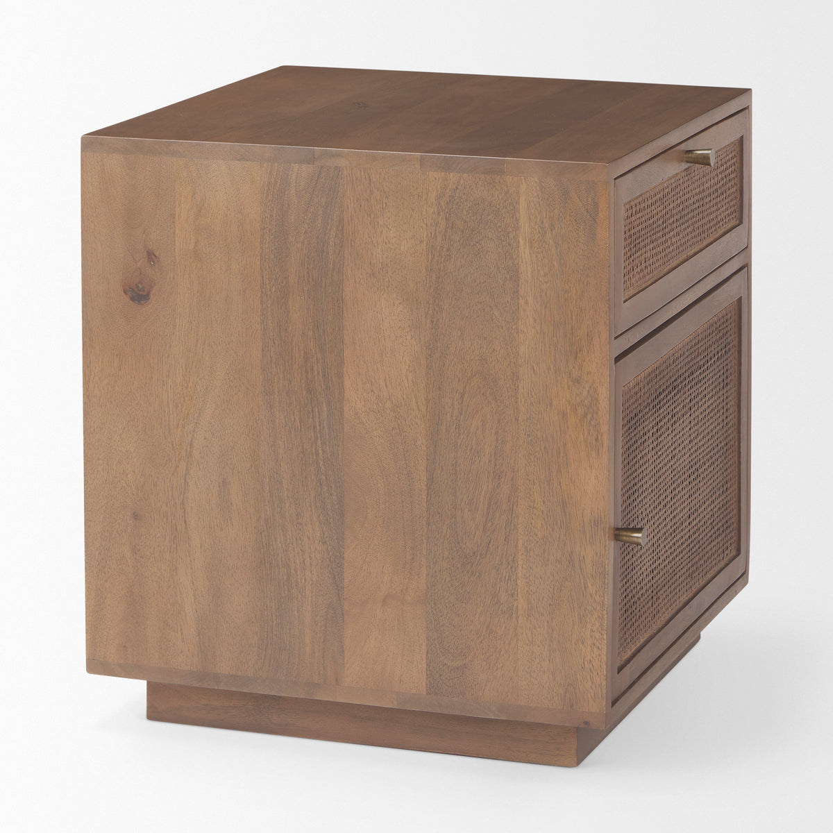 Grier Medium Brown Wood with Cane End Table - Ornate Home
