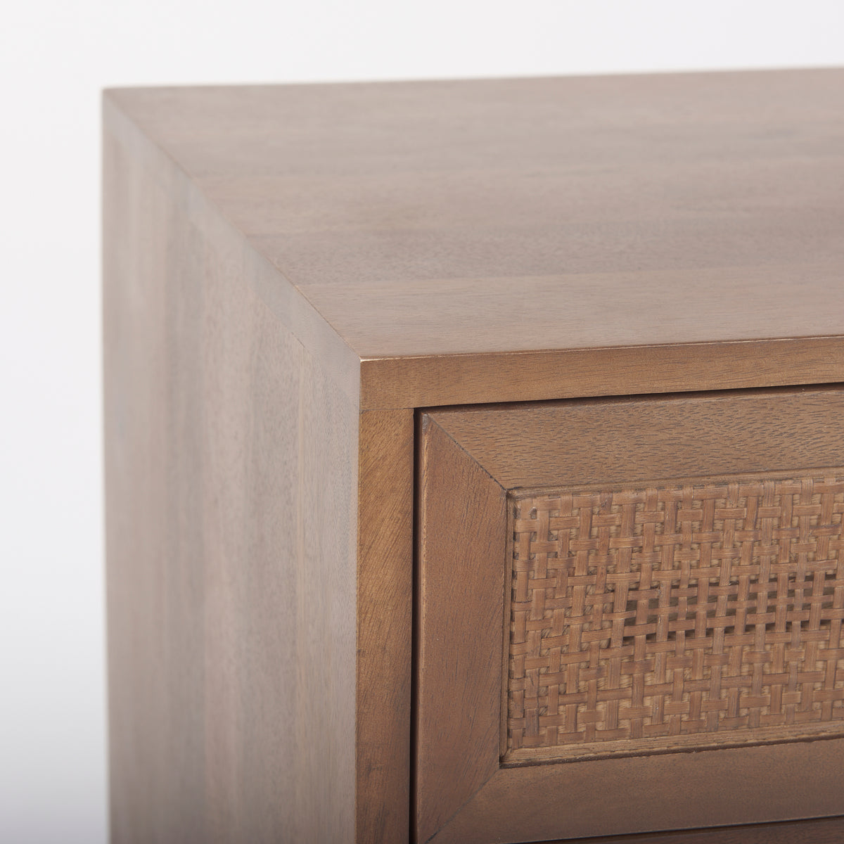 Grier Medium Brown Wood with Cane End Table - Ornate Home