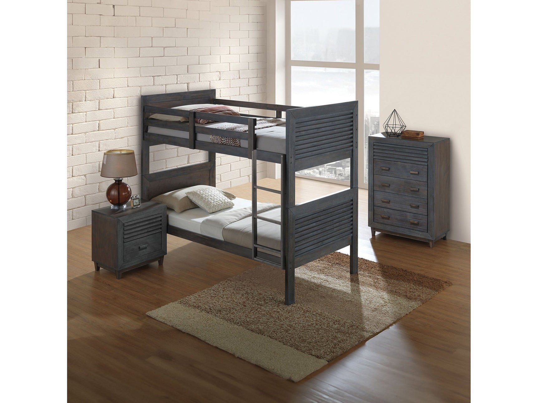 Griffin Charcoal Brown Twin 4 Piece Bedroom Set - Ornate Home