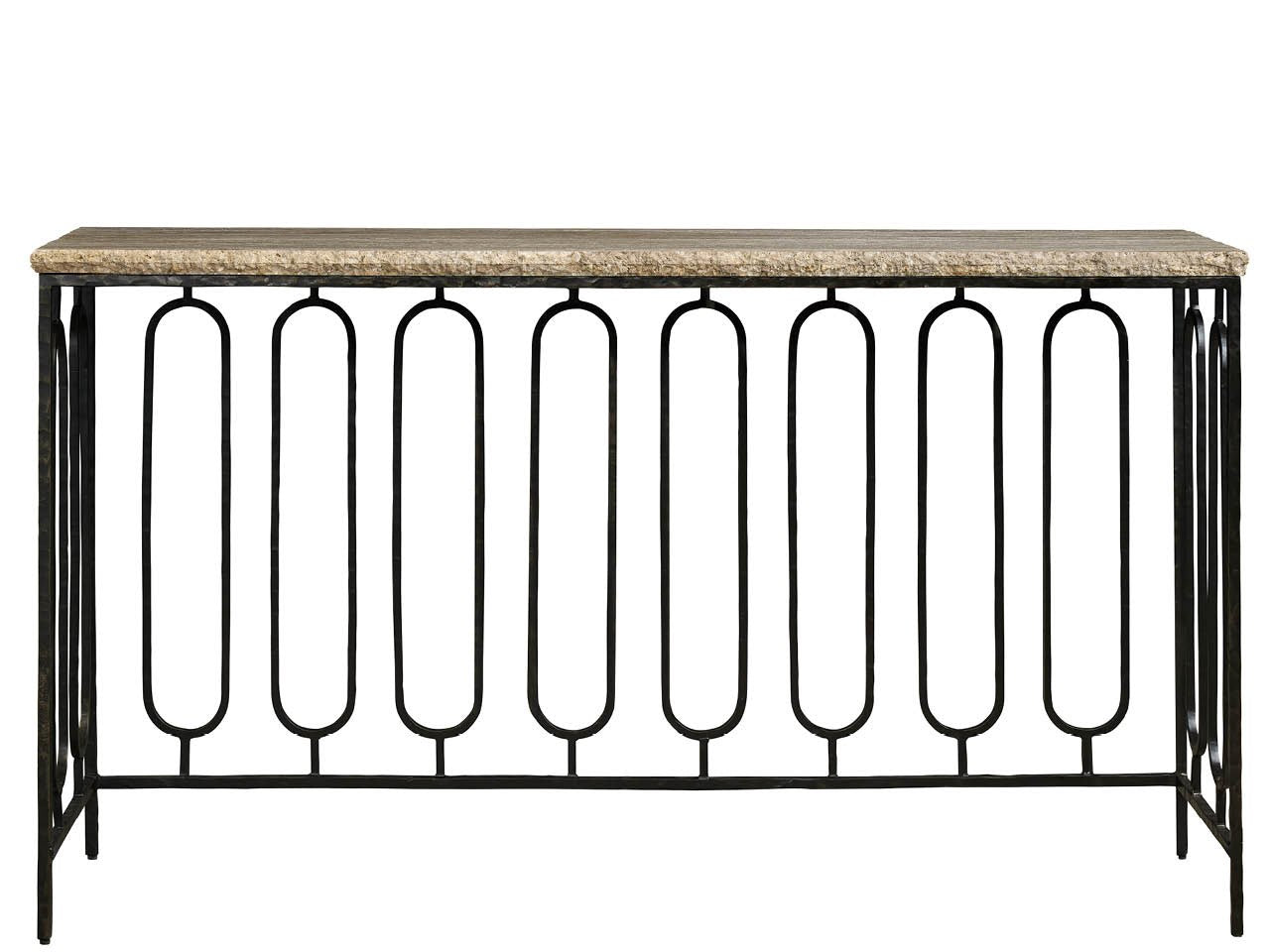 Griffith Park Gray Travertine/Oil Rubbed Bronze Console - Ornate Home