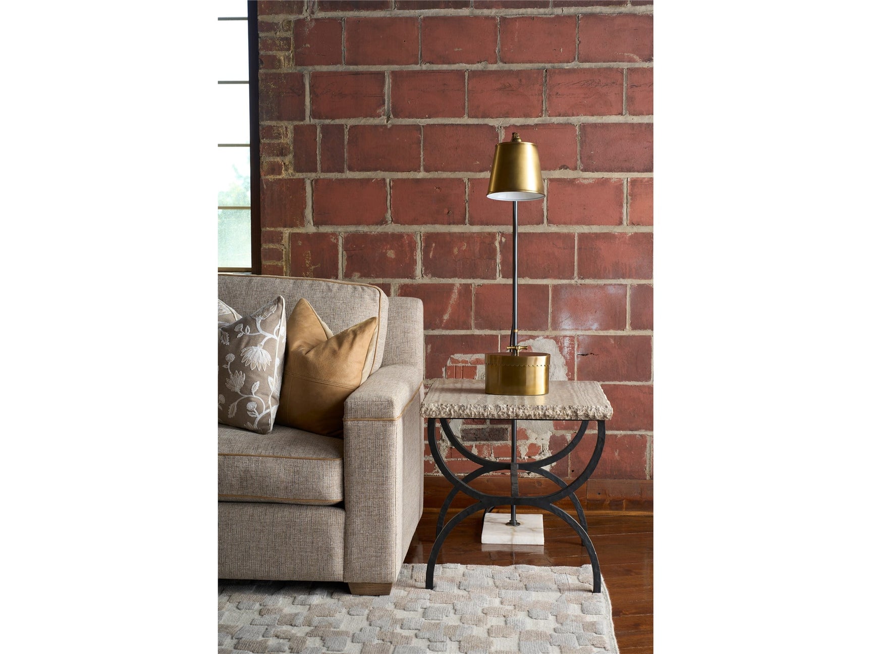 Griffith Park Gray Travertine/Oil Rubbed Bronze End Table - Ornate Home