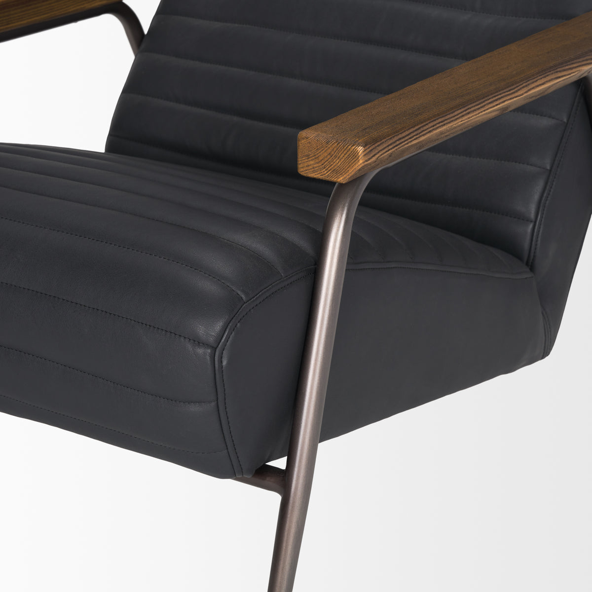 Grosjean Black Leather Accent Chair - Ornate Home