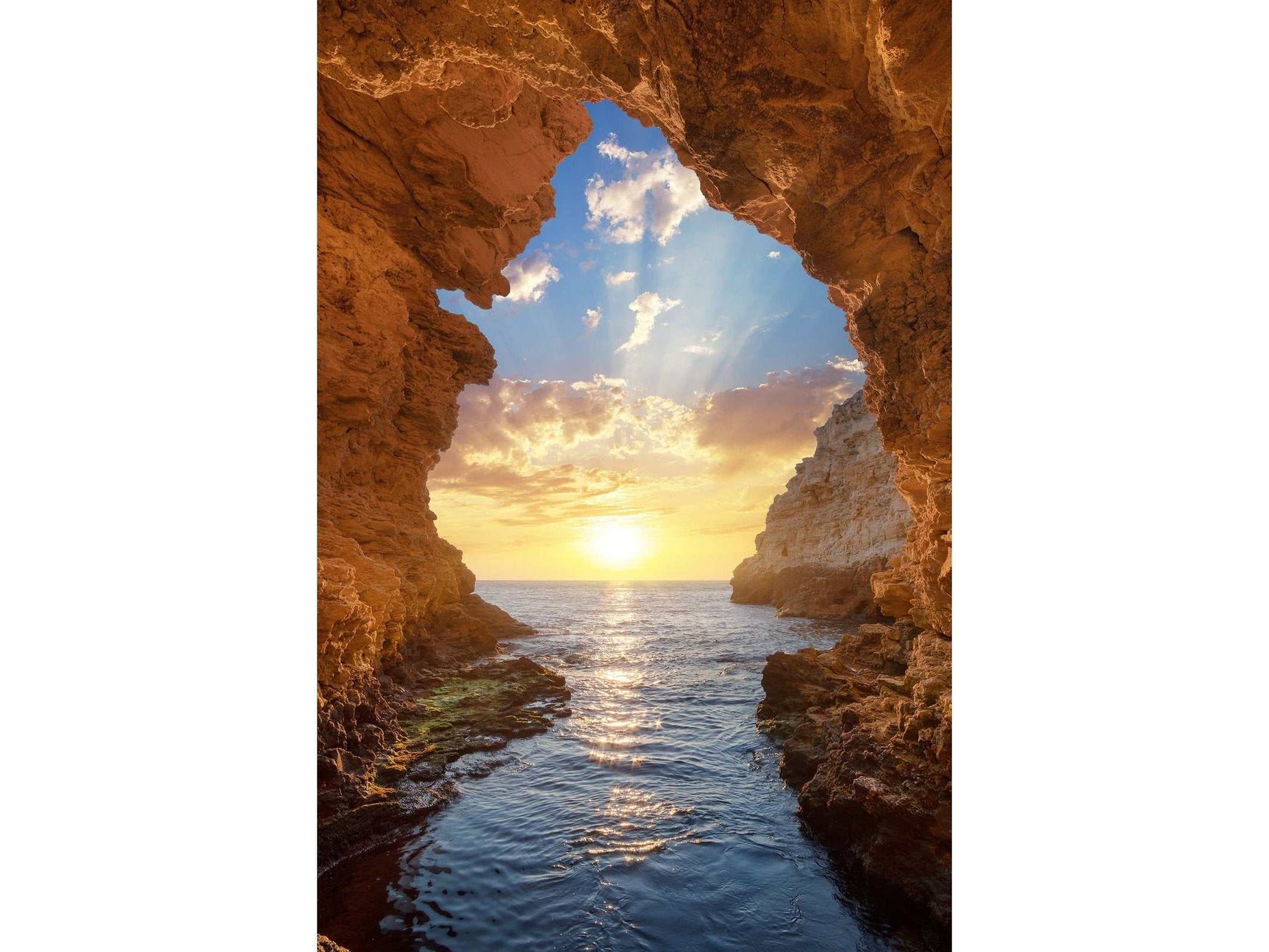 Grotto Sunset Tempered Glass w / Foil Wall Art - Ornate Home