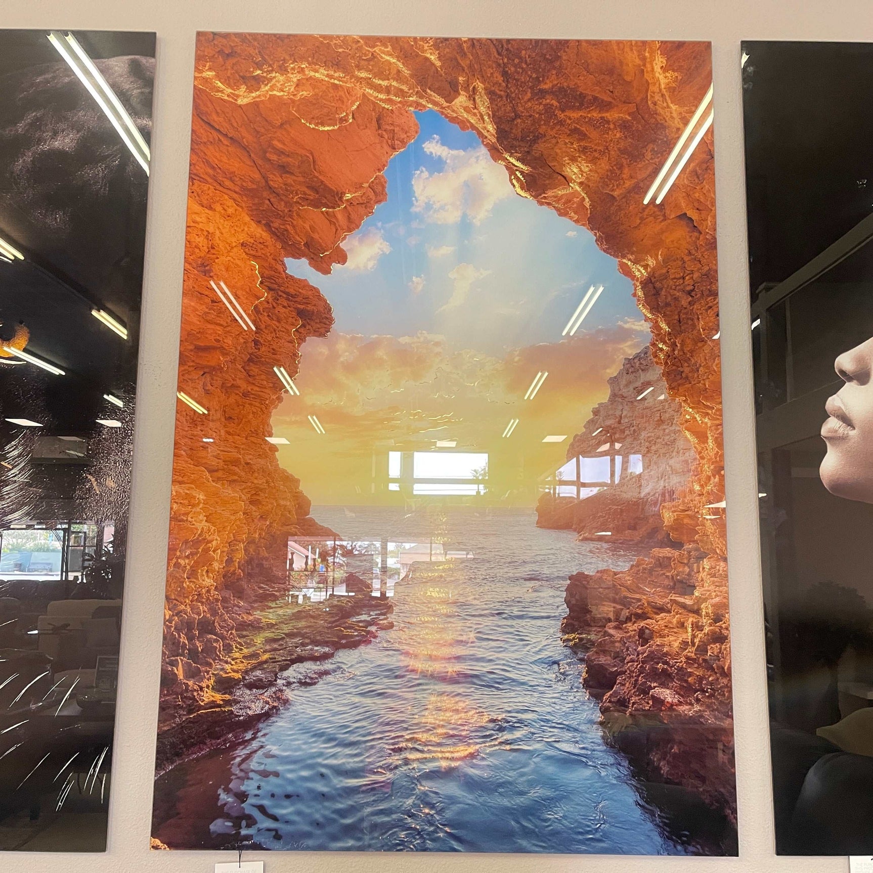 Grotto Sunset Tempered Glass w / Foil Wall Art - Ornate Home