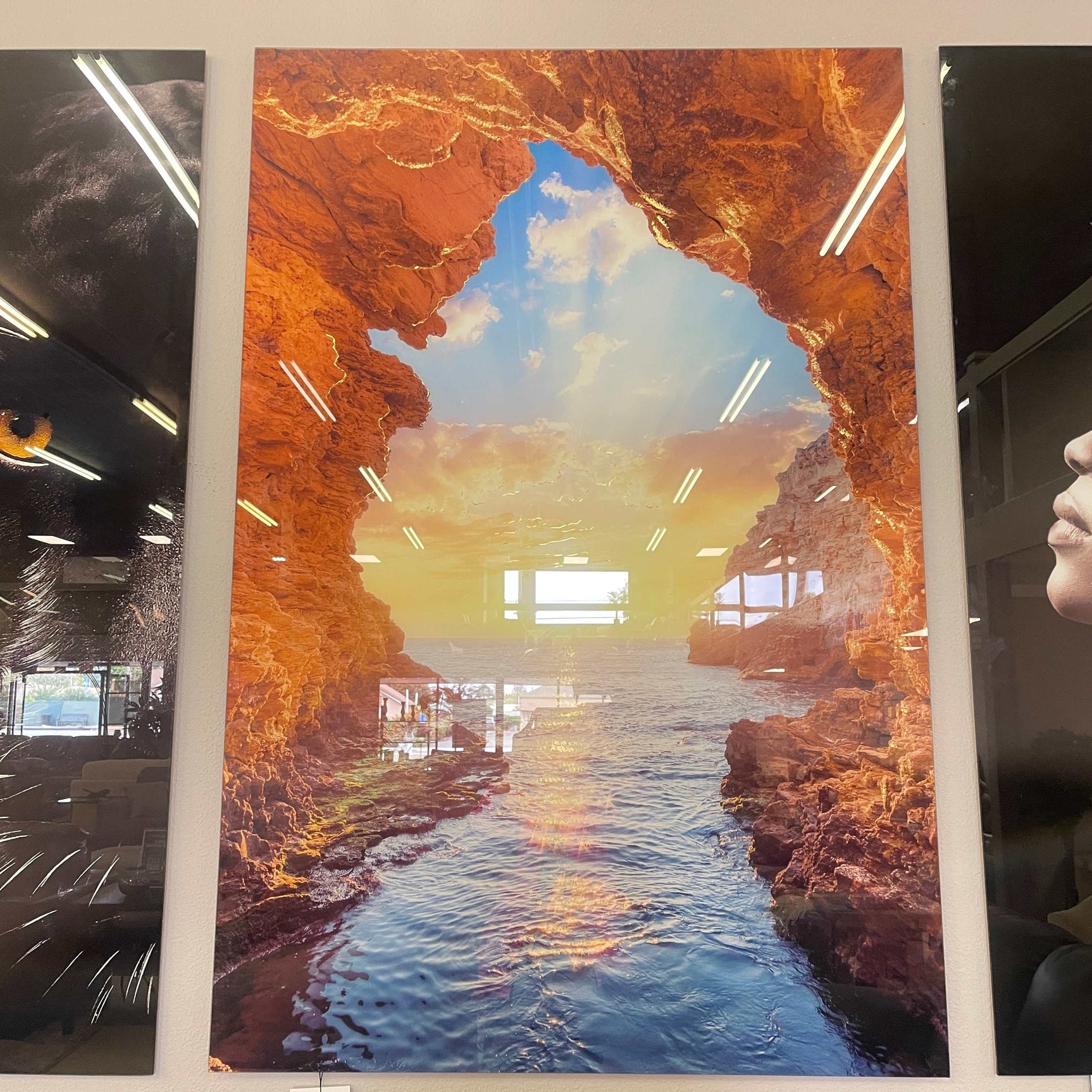 Grotto Sunset Tempered Glass w / Foil Wall Art - Ornate Home