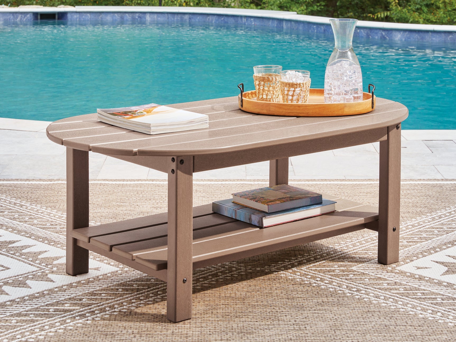 Grover Beach Driftwood Oval Cocktail Table - Ornate Home