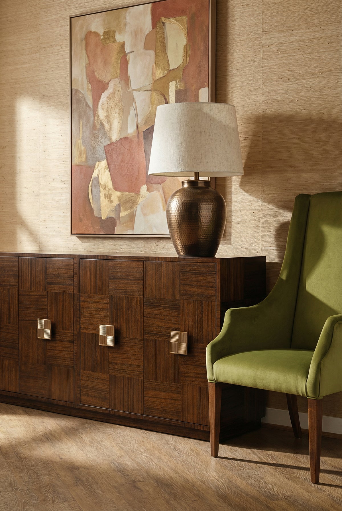 Guildford Noce Anticato/Green Velvet Captains Chair