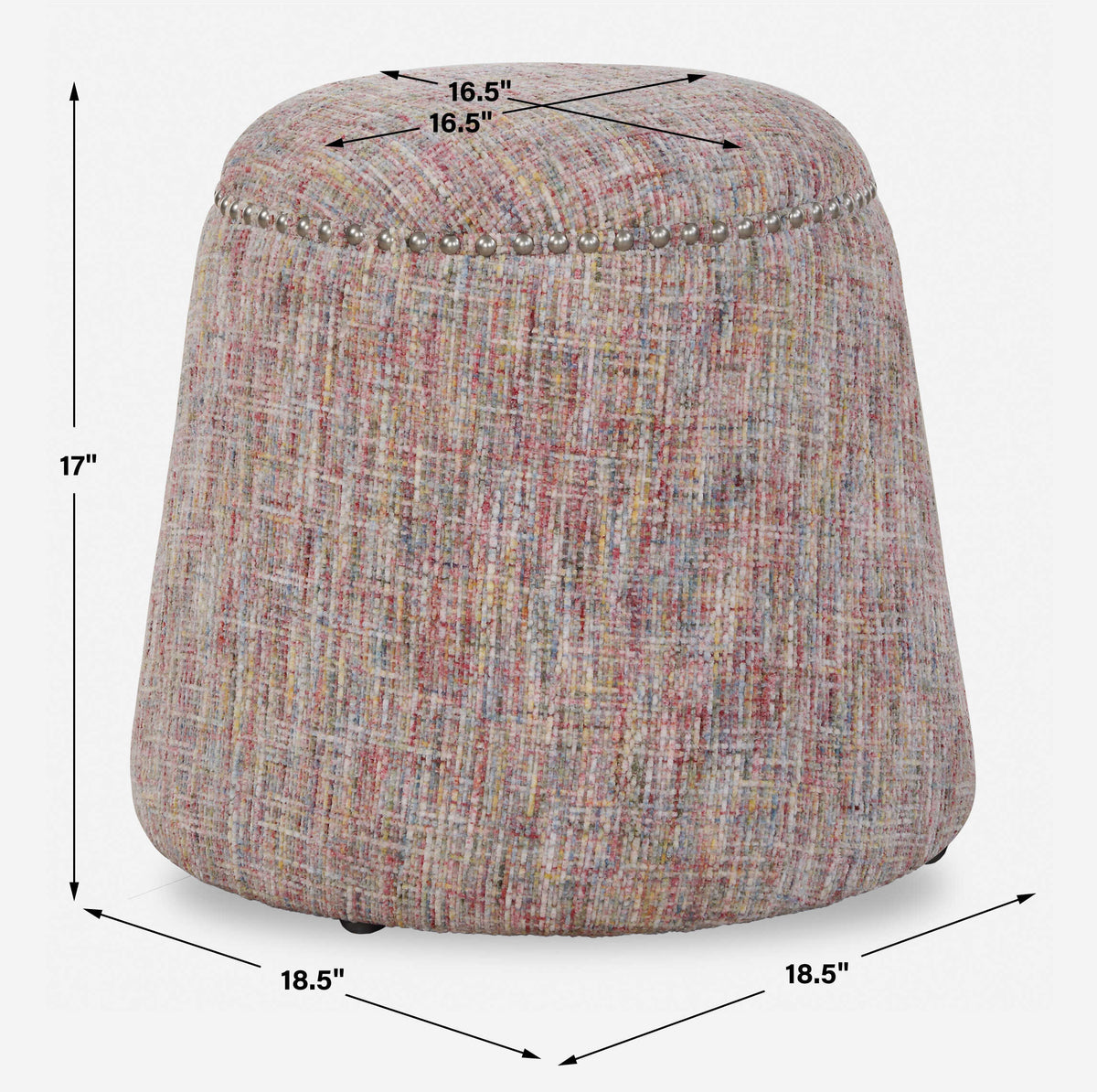 Gumdrop Pink Confetti Chenille Ottoman - Ornate Home