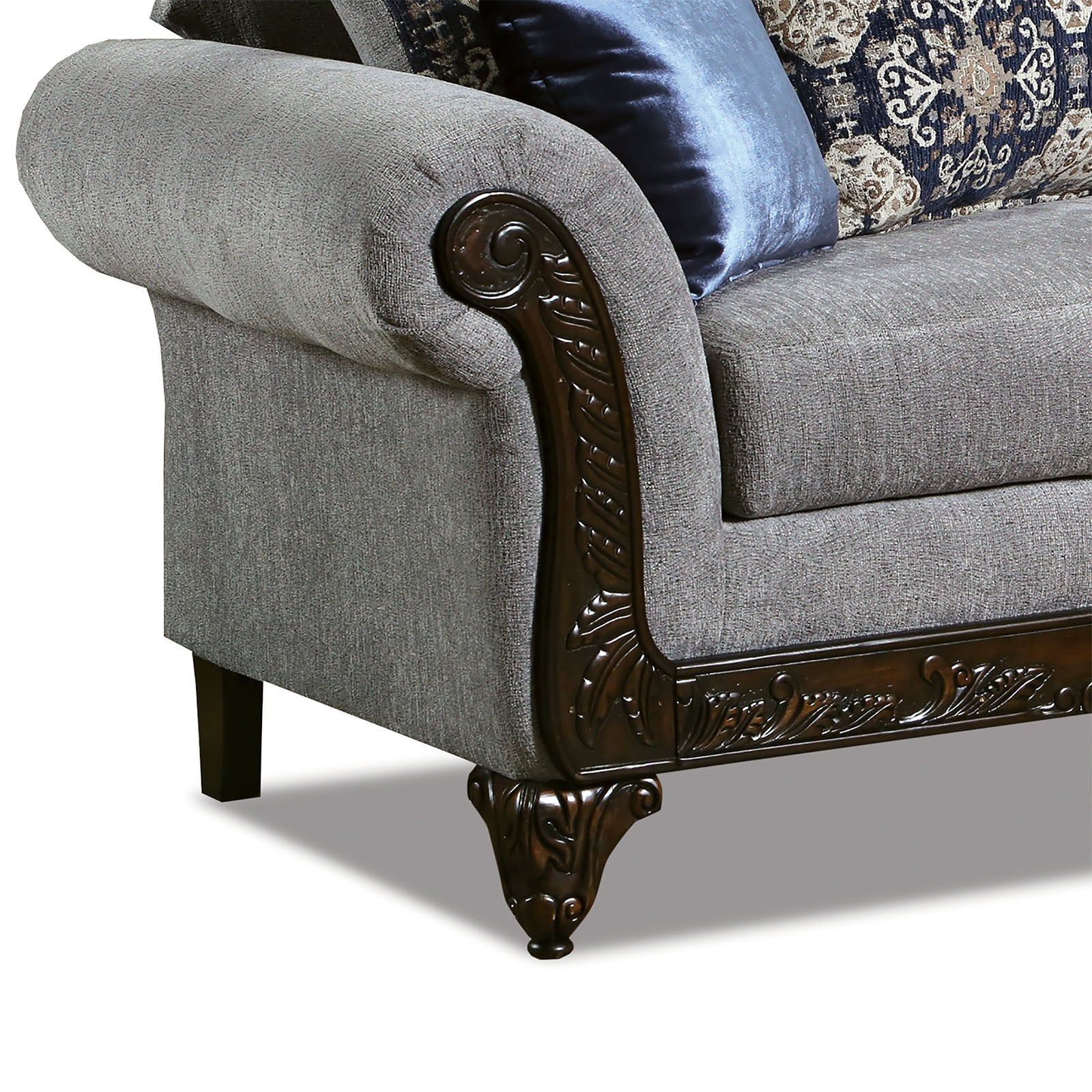 Gustavo Gray/Walnut Loveseat - Ornate Home