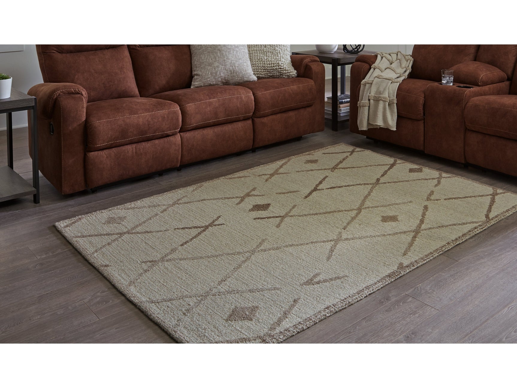 Guyford Beige/Brown Medium Rug - Ornate Home