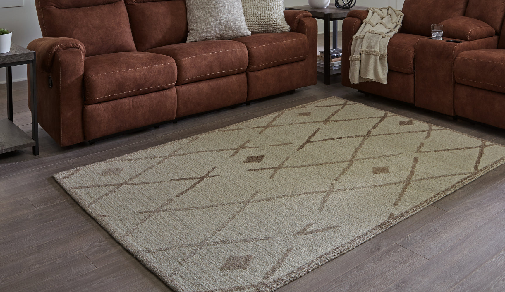 Guyford Beige/Brown Medium Rug - Ornate Home