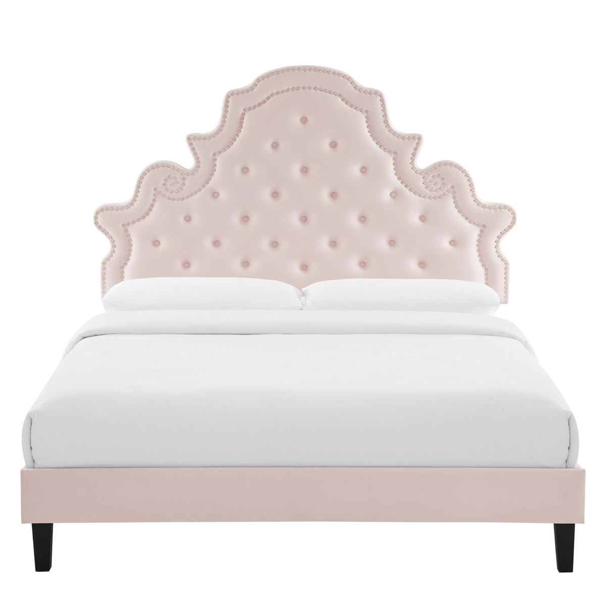 Gwyneth Pink Tufted Performance Velvet Queen Platform Bed - 87x67" - Ornate Home