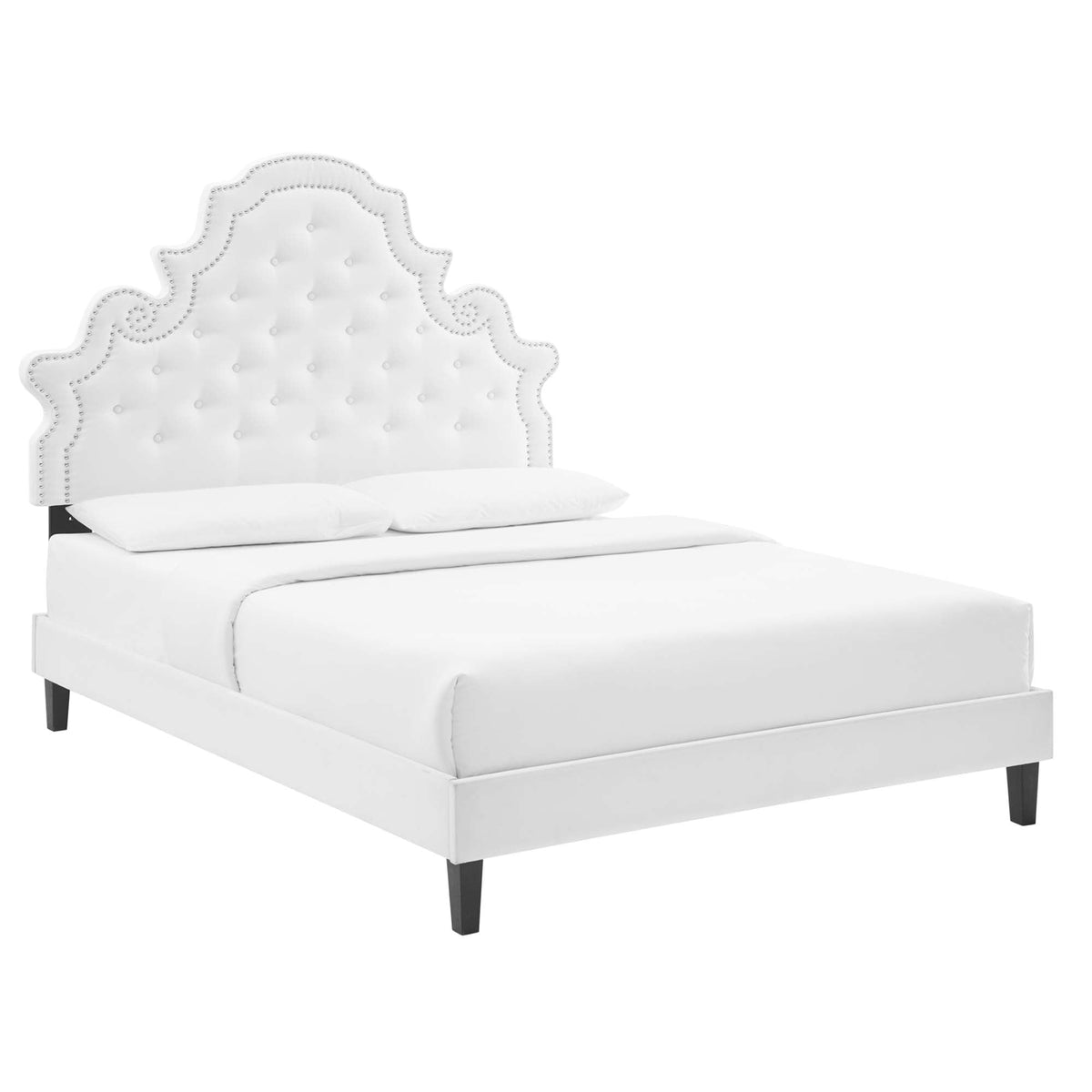 Gwyneth White Tufted Performance Velvet Twin Platform Bed