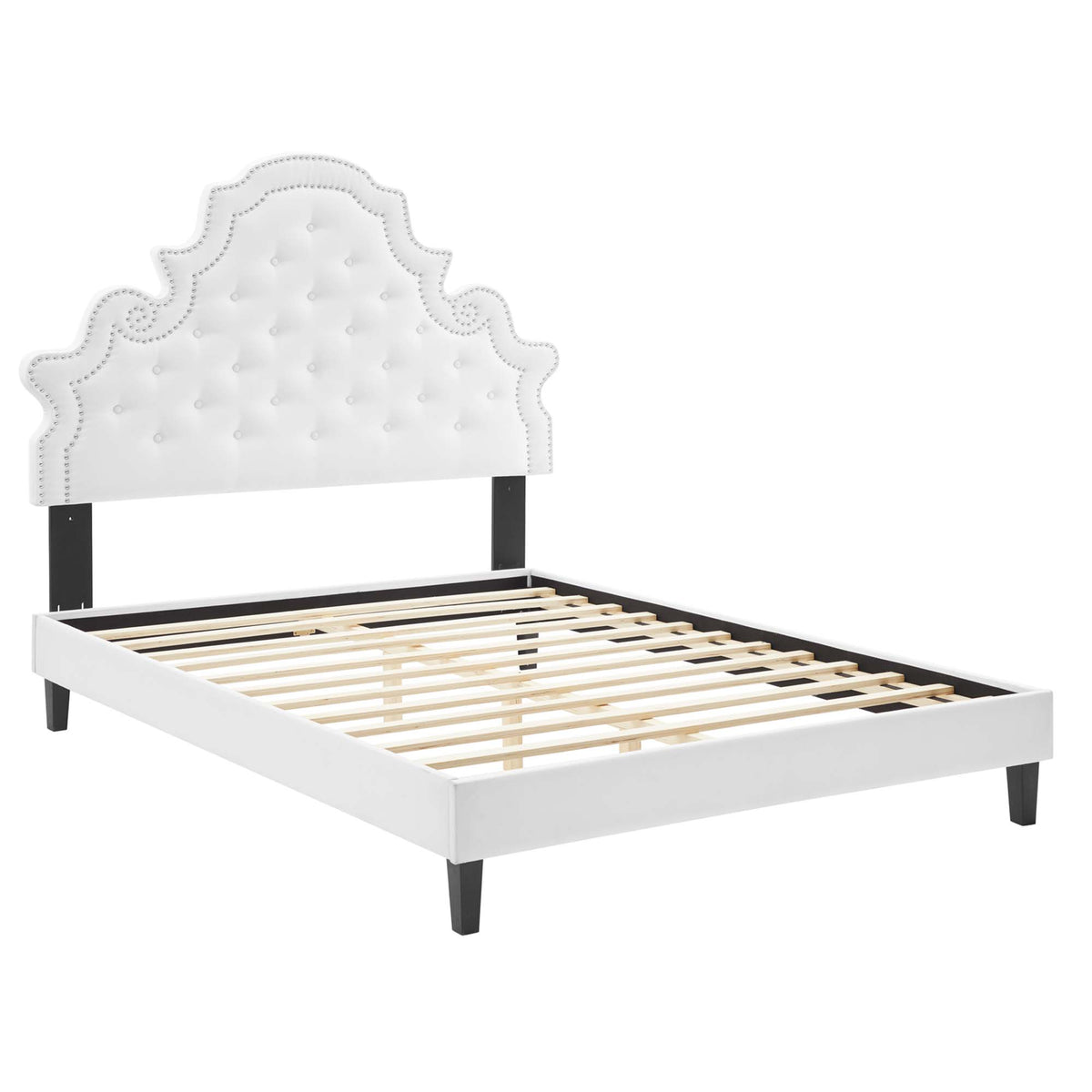 Gwyneth White Tufted Performance Velvet Twin Platform Bed