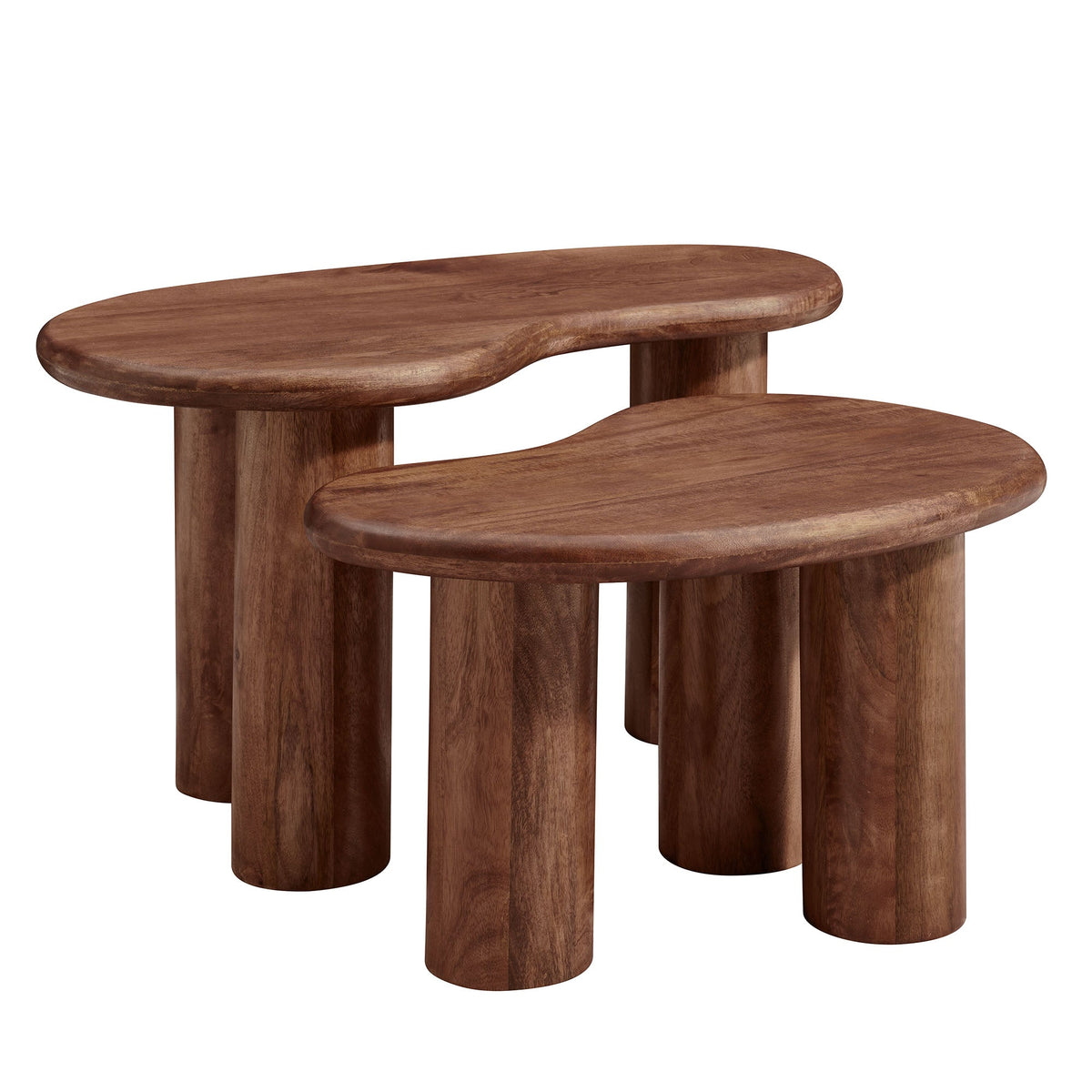Hackney Walnut Mango Wood Nesting Coffee Table Set - Ornate Home