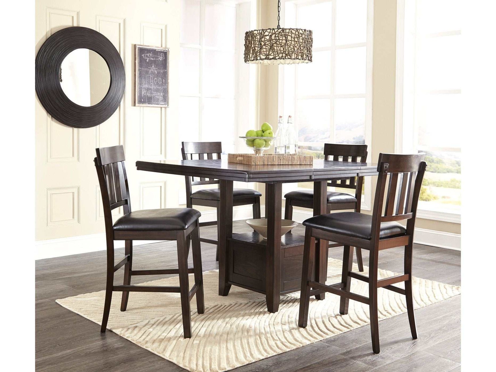 Haddigan Dark Brown Counter Height Dining Room Sets (Online Special Price) - Ornate Home