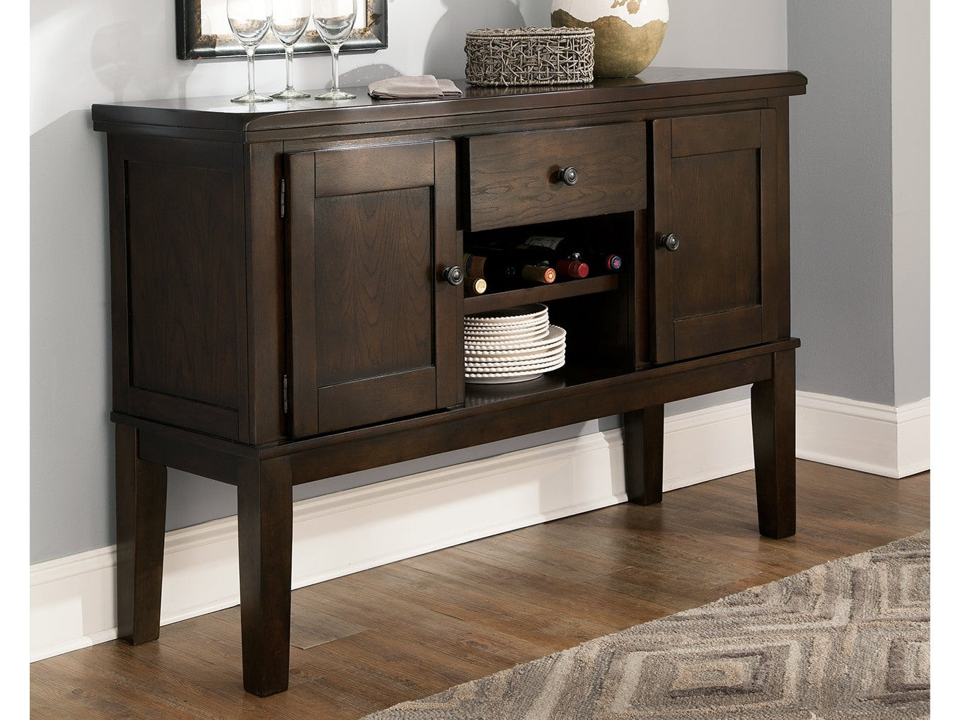 Haddigan Dark Brown Dining Server/Sideboard - Ornate Home