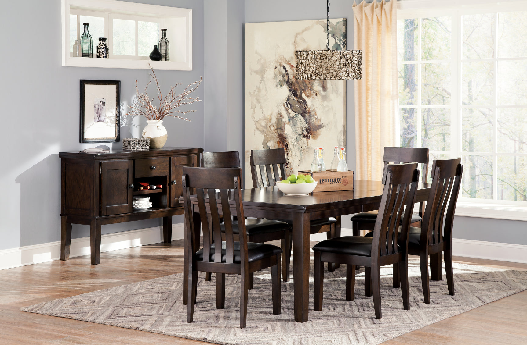 Haddigan Dark Brown Dining Table and 6 Chairs (Online Special Price) - Ornate Home