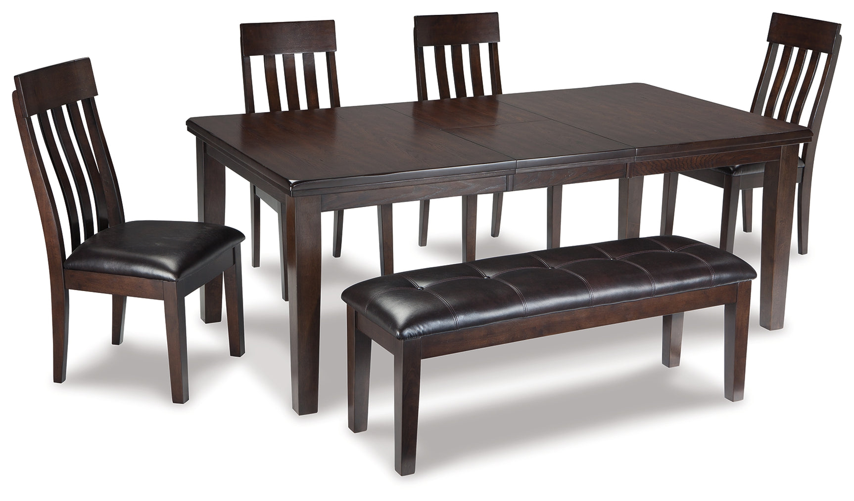 Haddigan Dark Brown Dining Table with 4 Chairs and Bench - Ornate Home