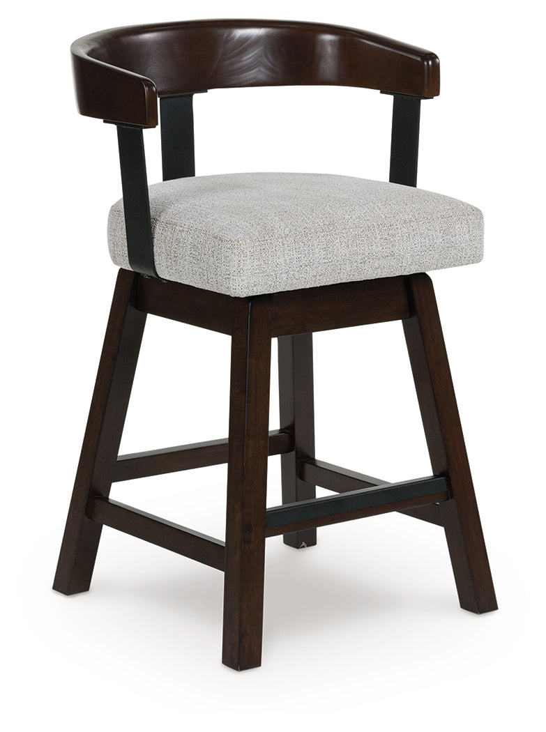 Haddigan Dark Brown Upholstered Swivel Barstool (Set of 2) - Ornate Home