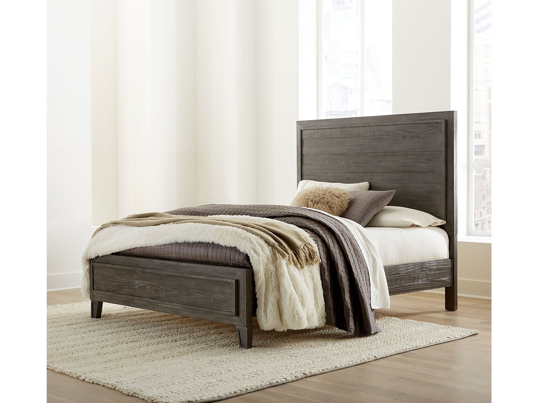 Hadley Solid Wood California King Panel Bed in Onyx - Ornate Home