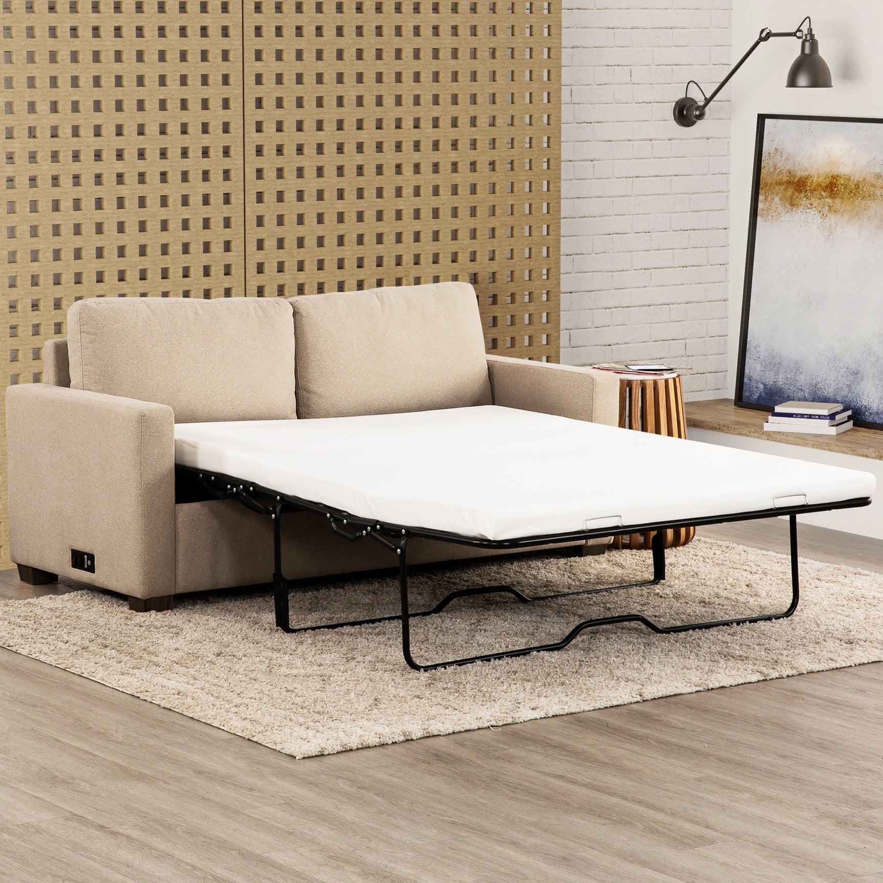 Hagar Beige Full Sofa Bed - Ornate Home