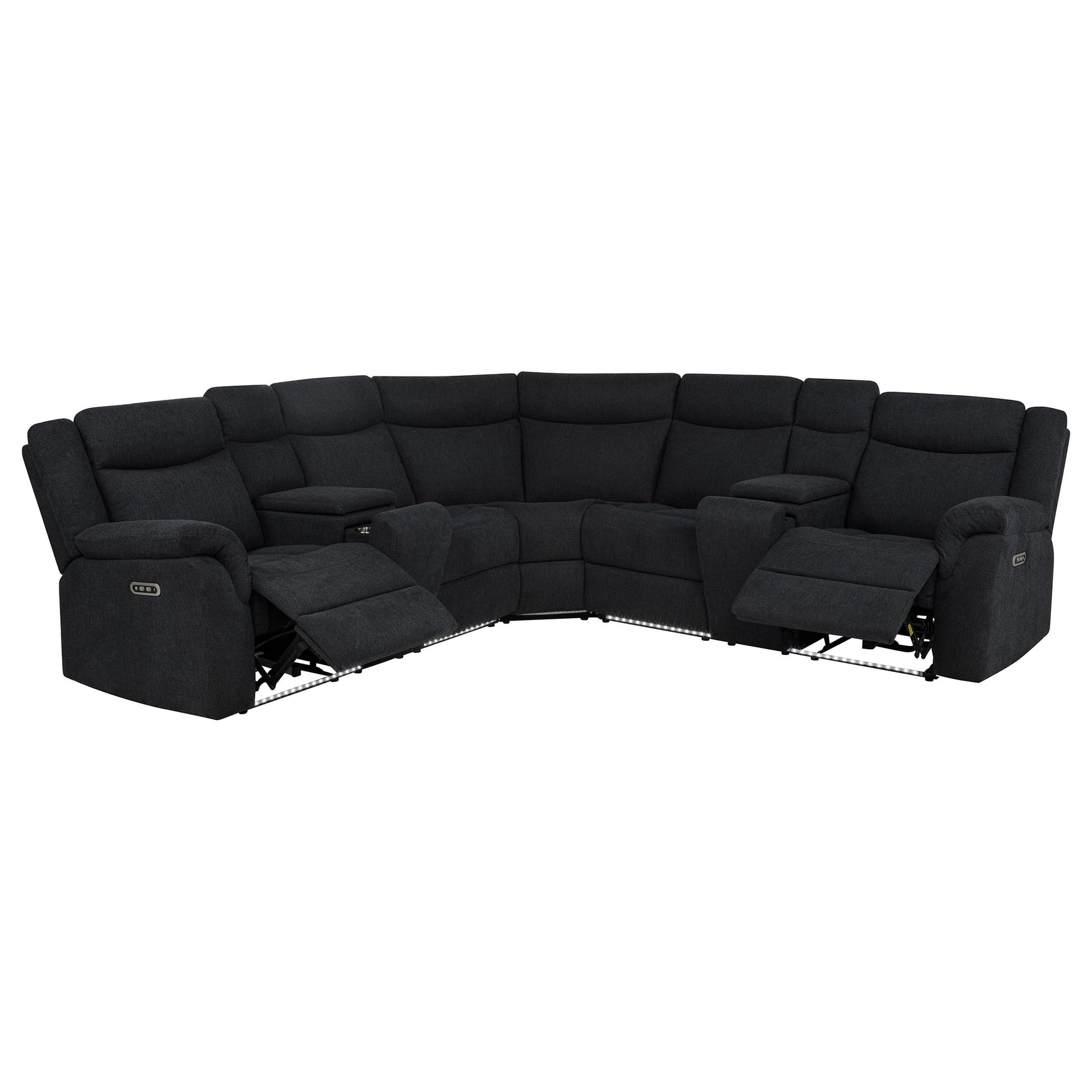 Hagen Steel Grey Upholstered Power Reclining Sectional Sofa - Ornate Home