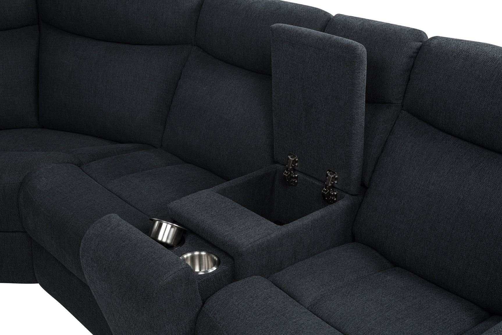 Hagen Steel Grey Upholstered Power Reclining Sectional Sofa - Ornate Home