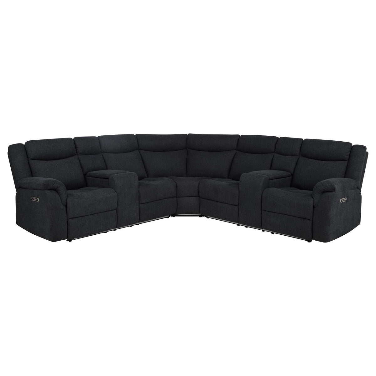 Hagen Steel Grey Upholstered Power Reclining Sectional Sofa - Ornate Home