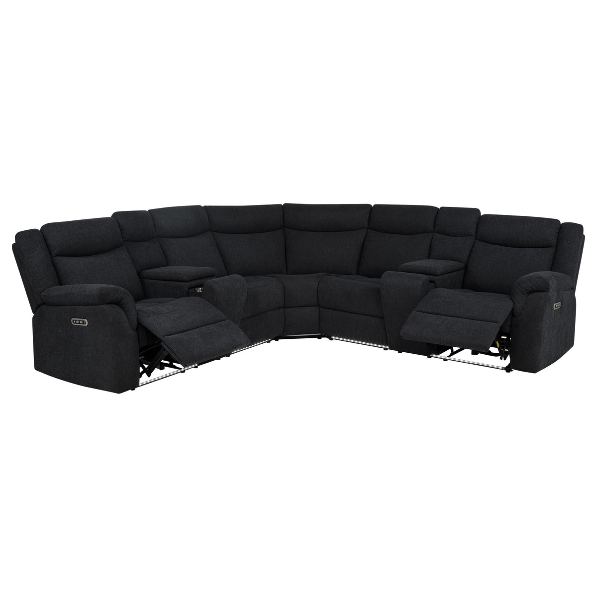 Hagen Steel Grey Upholstered Power Reclining Sectional Sofa - Ornate Home