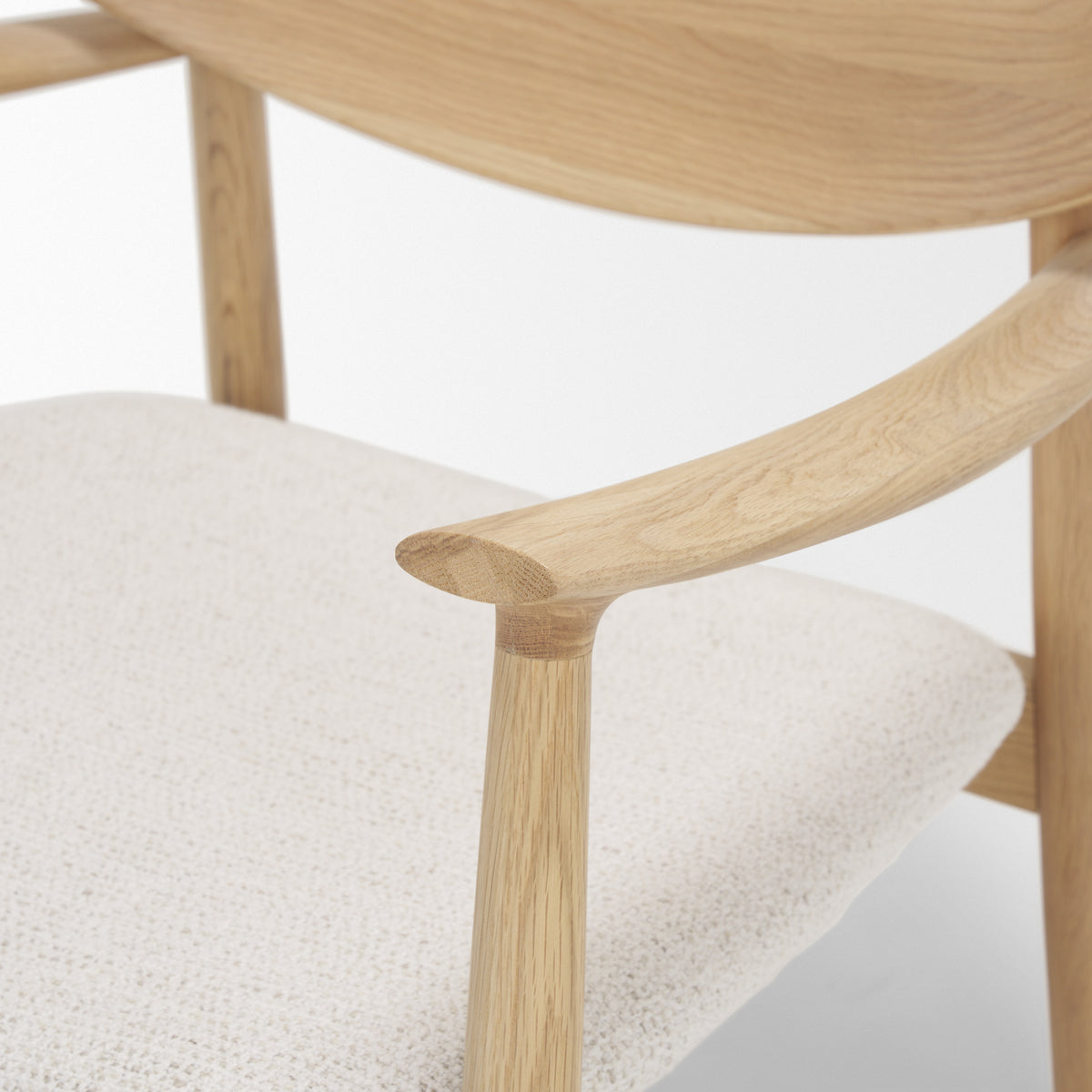 Haggen Light Brown/Cream Oak Wood Fabric Accent Chair