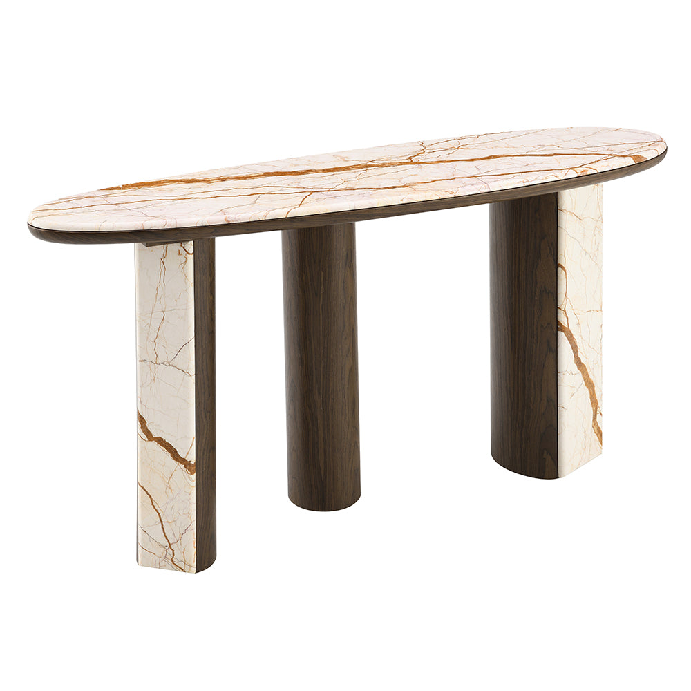 Haidar Natural Marble/Brown Console Table - Ornate Home