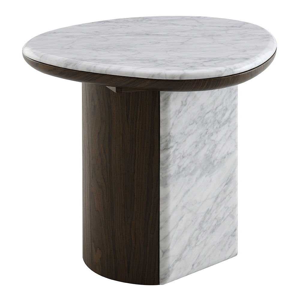 Haidar Natural Marble/Brown End Table - Ornate Home
