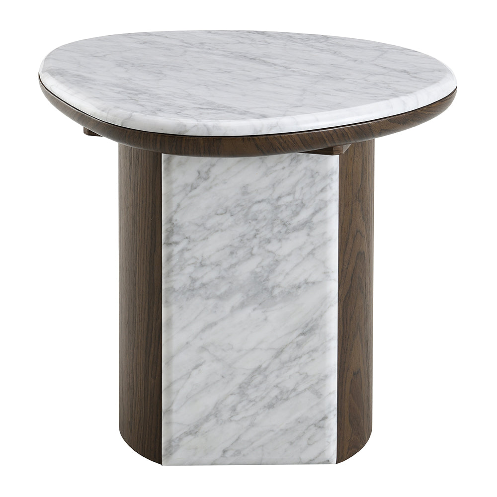 Haidar Natural Marble/Brown End Table - Ornate Home
