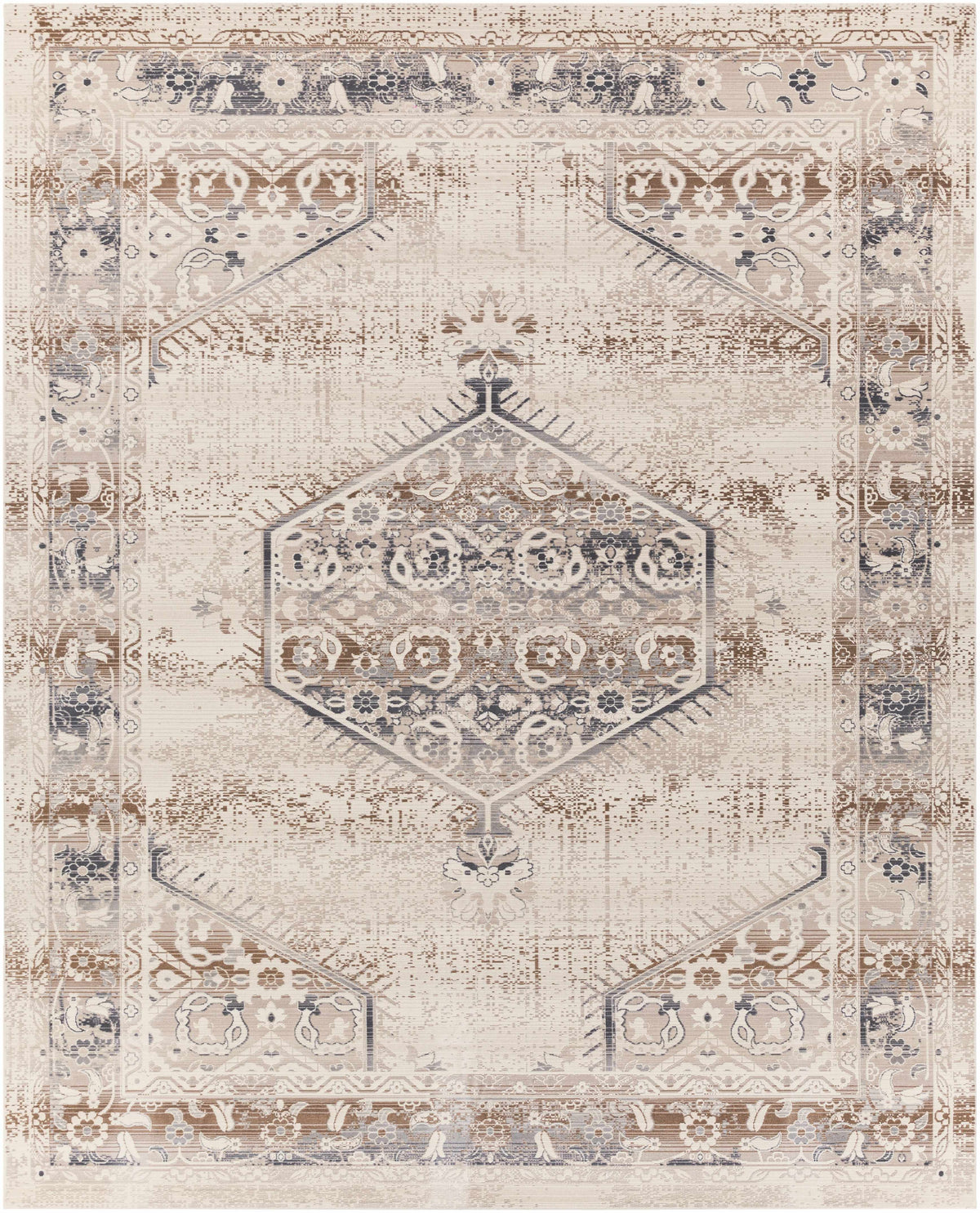 Hainesville White Medallion 10' Runner Rug - Clearance - Ornate Home
