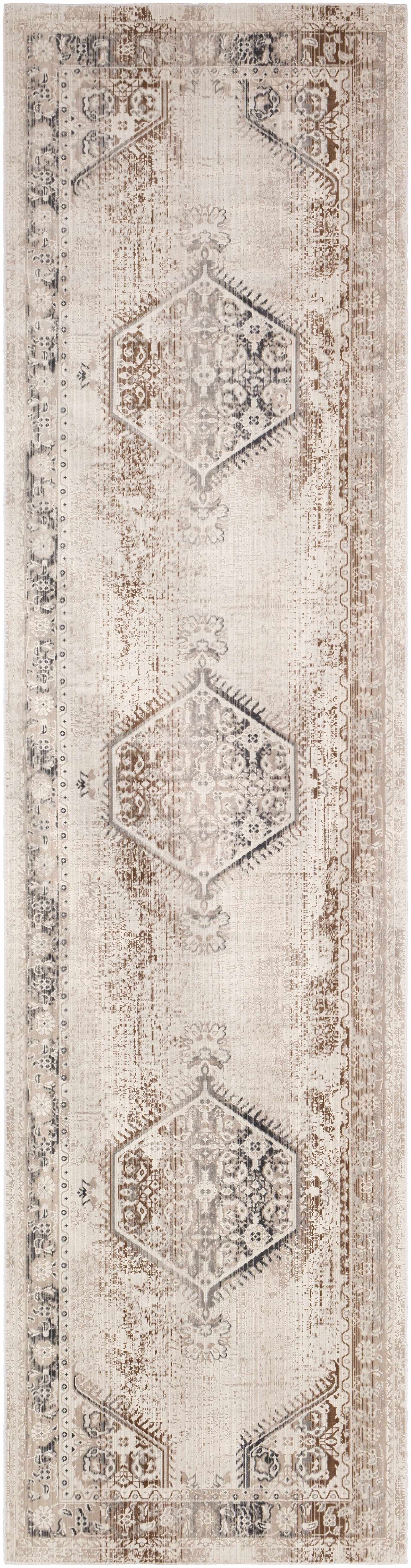 Hainesville White Medallion 10' Runner Rug - Clearance - Ornate Home