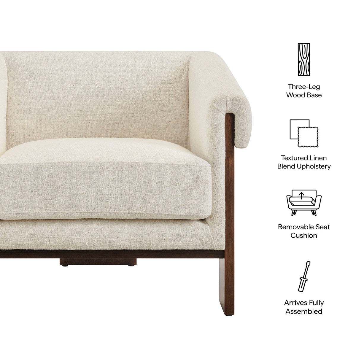 Halbrook Ivory Linen Blend Tripod Accent Chair - Ornate Home