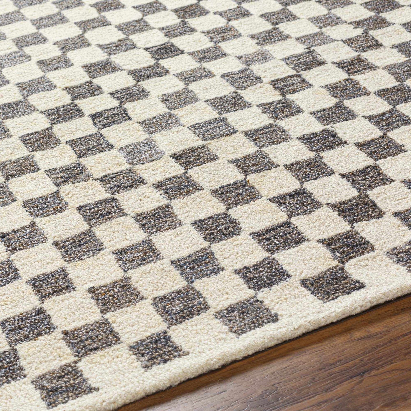 Halen Taupe Checkered Area Rug - Ornate Home
