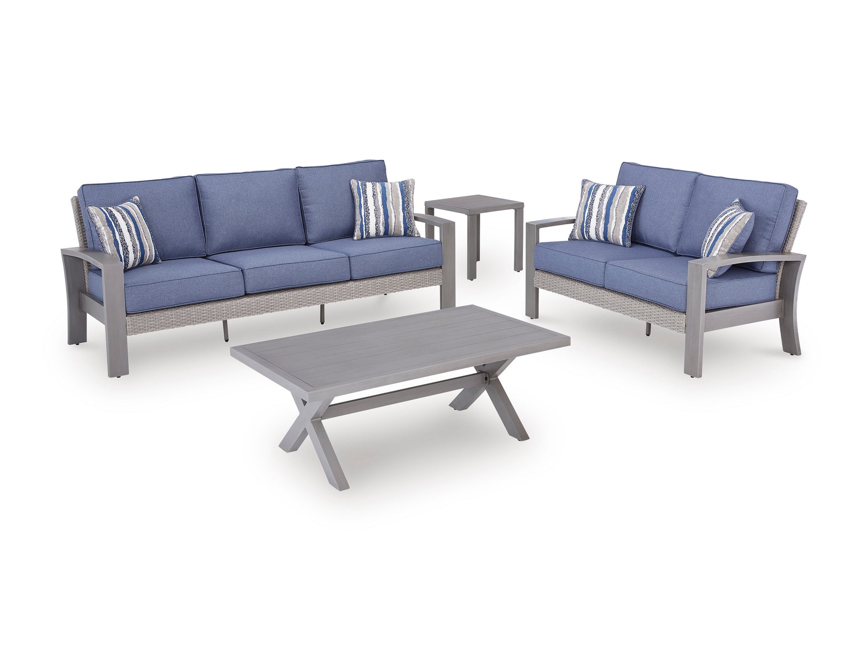 Half Moon Beach Blue/Gray Loveseat w/Cushion - Ornate Home