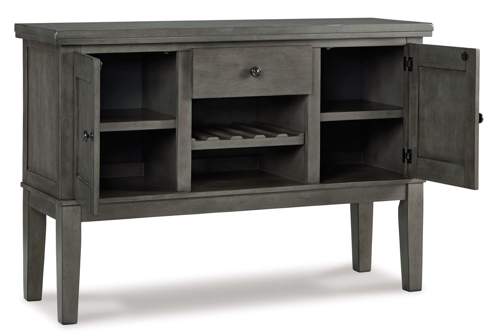 Hallanden Gray Dining Room Set w/ Storage Sideboard / 8pc (Online Special Price) - Ornate Home