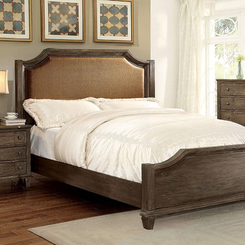 Halliday Wire-Brushed Gray E.King Bed - Ornate Home