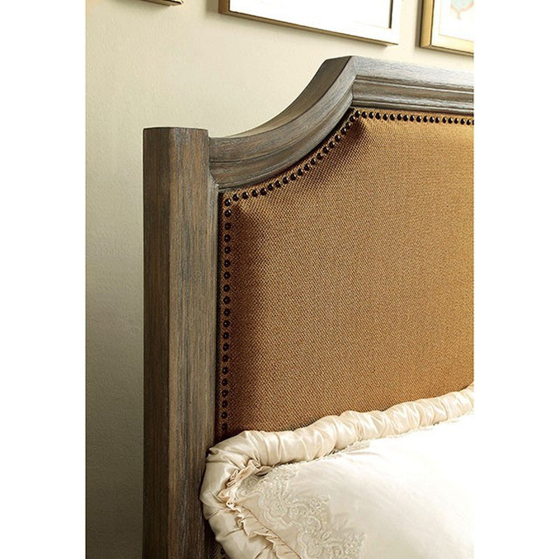 Halliday Wire-Brushed Gray E.King Bed - Ornate Home