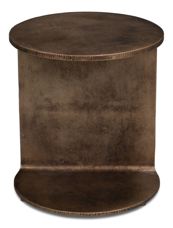 Halo Brown Metal Round Side Table - Ornate Home