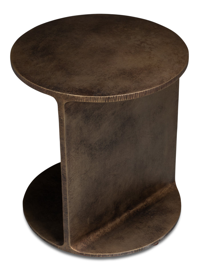 Halo Brown Metal Round Side Table - Ornate Home