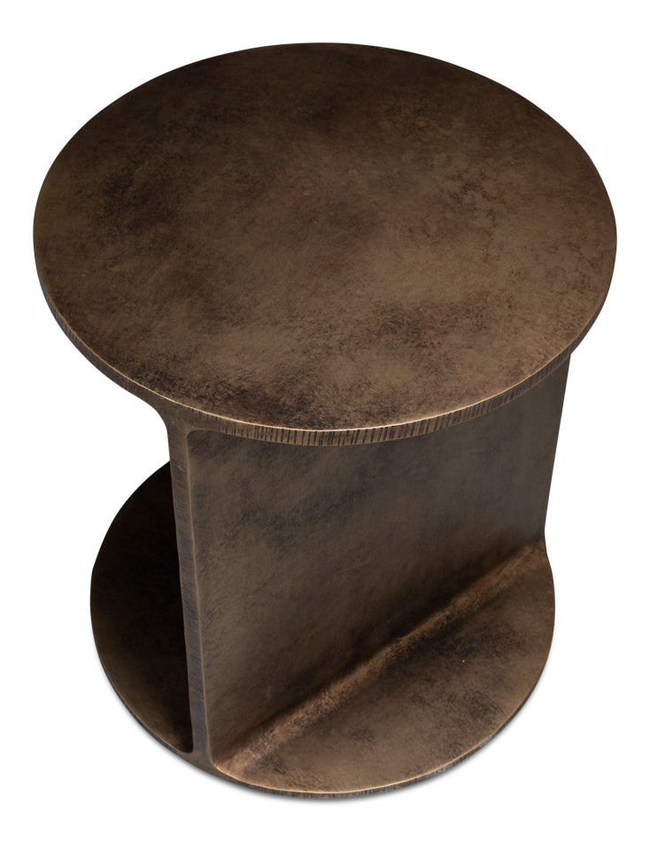 Halo Brown Metal Round Side Table - Ornate Home