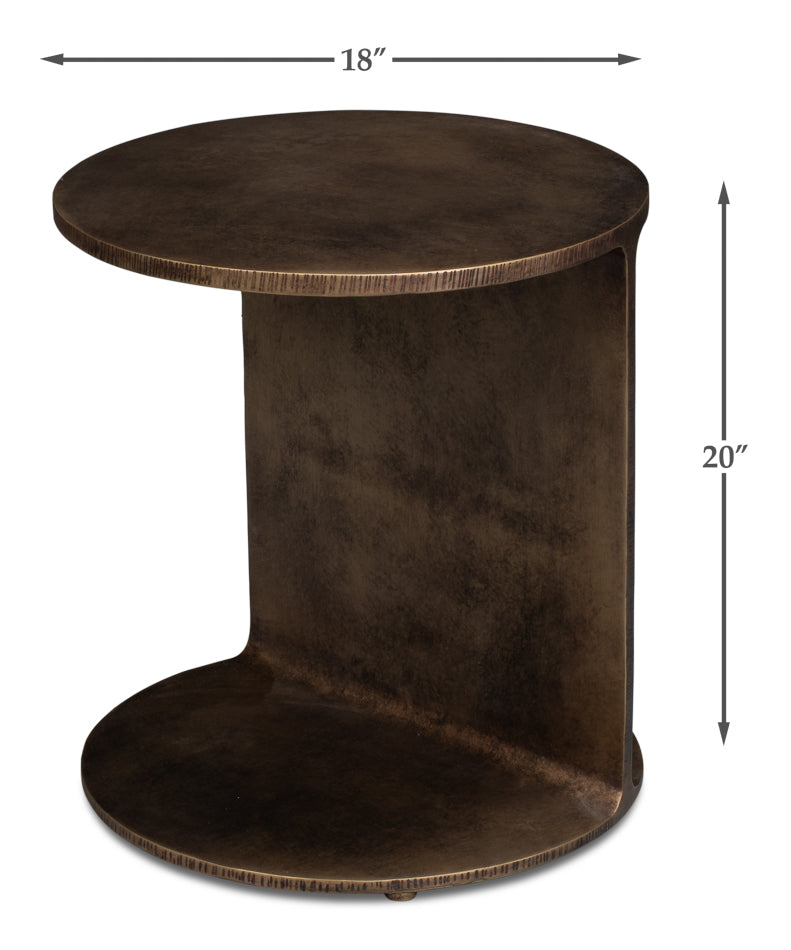 Halo Brown Metal Round Side Table - Ornate Home